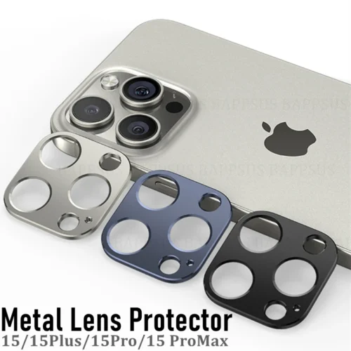 15PM 15 Plus Cover protettiva per obiettivo della fotocamera in metallo di colore primario per iPhone 15 Pro Max